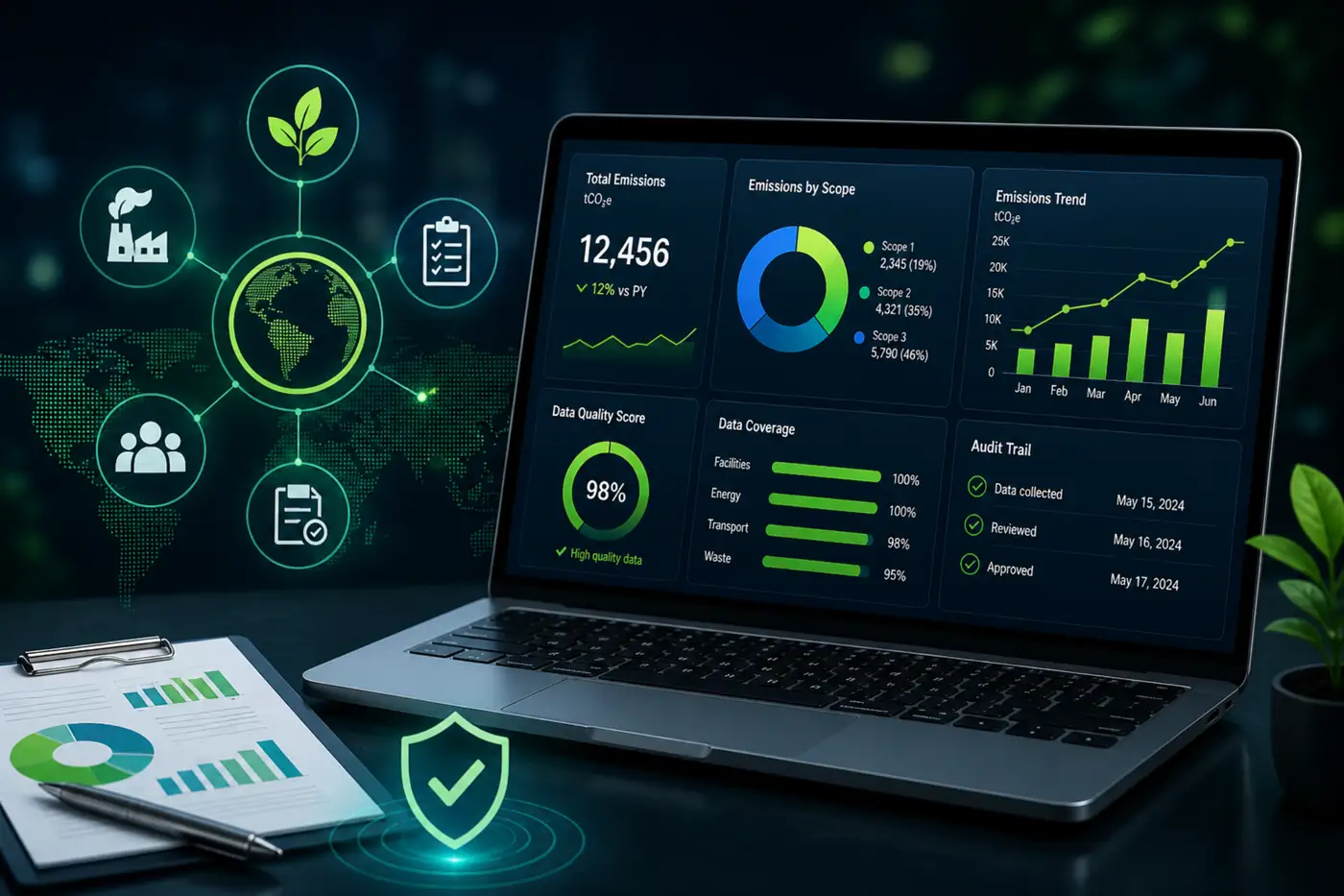 ESG compliance and audit-ready carbon emission reporting