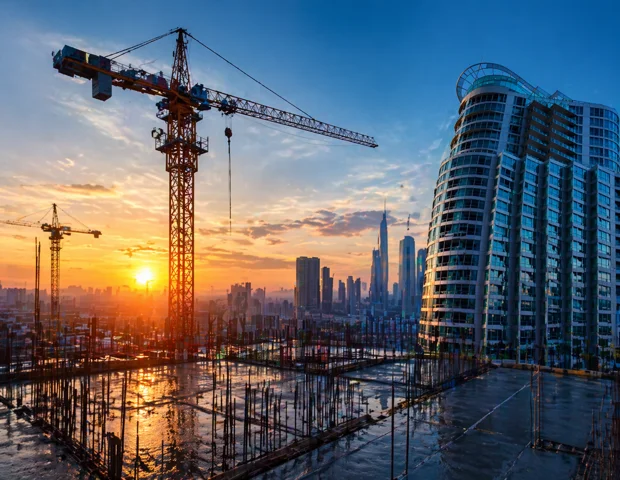 Construction, real estate, and business analytics illustration